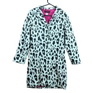 Vintage Misdemeanor Coat Black White Cow Print Boutique Animal Silk Lined S